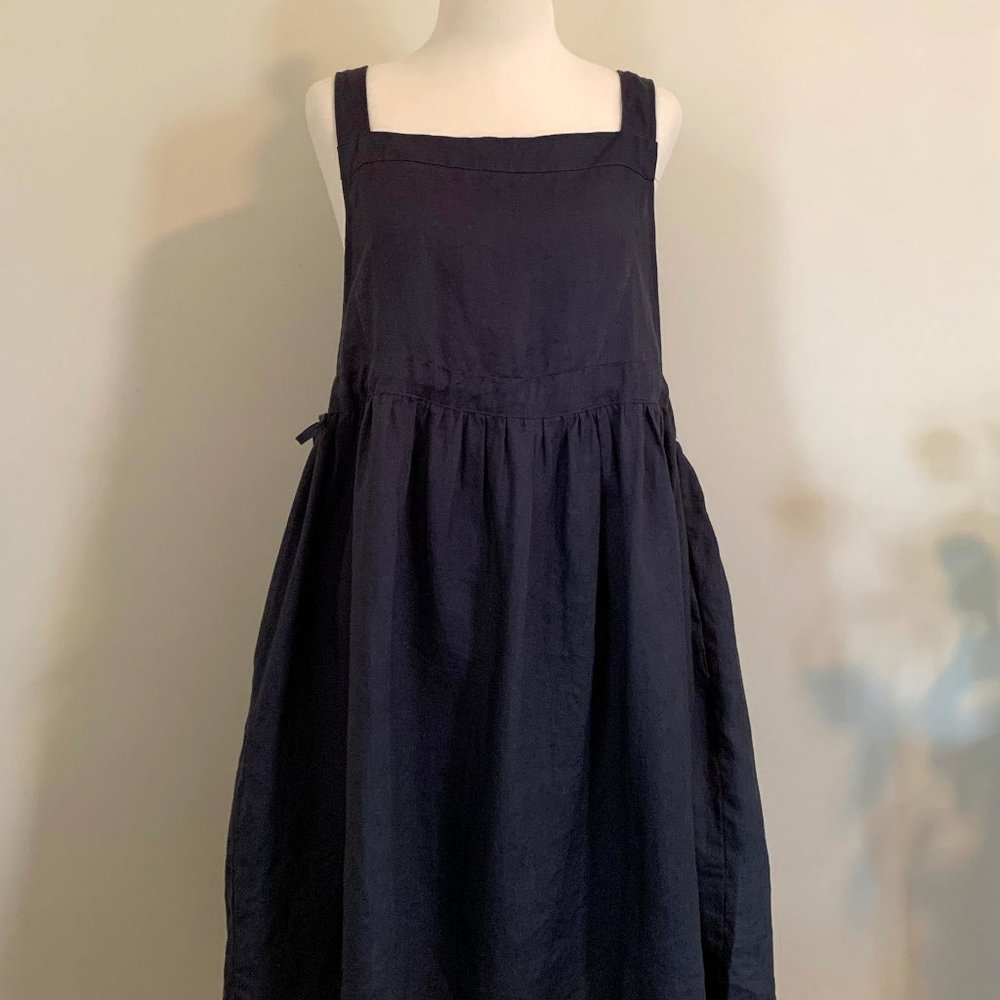 Listicle apron linen dress